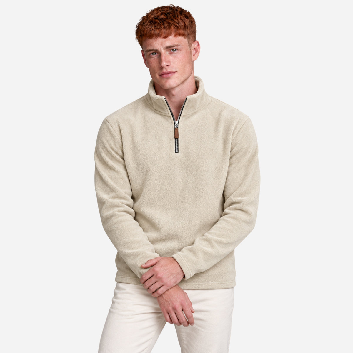Men’s Fleece Quarter-Zip Pullover Jumper-Fowsa