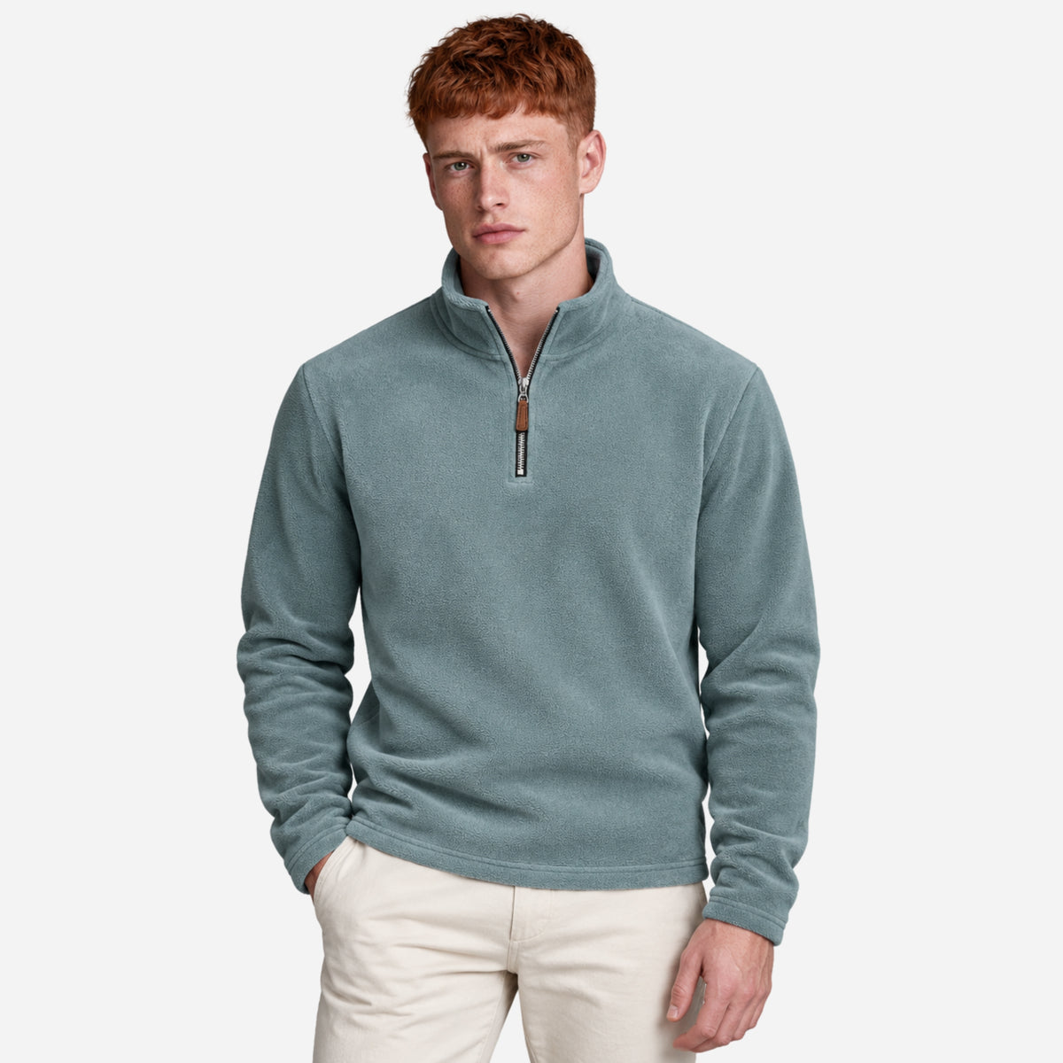 Men’s Fleece Quarter-Zip Pullover Jumper-Fowsa