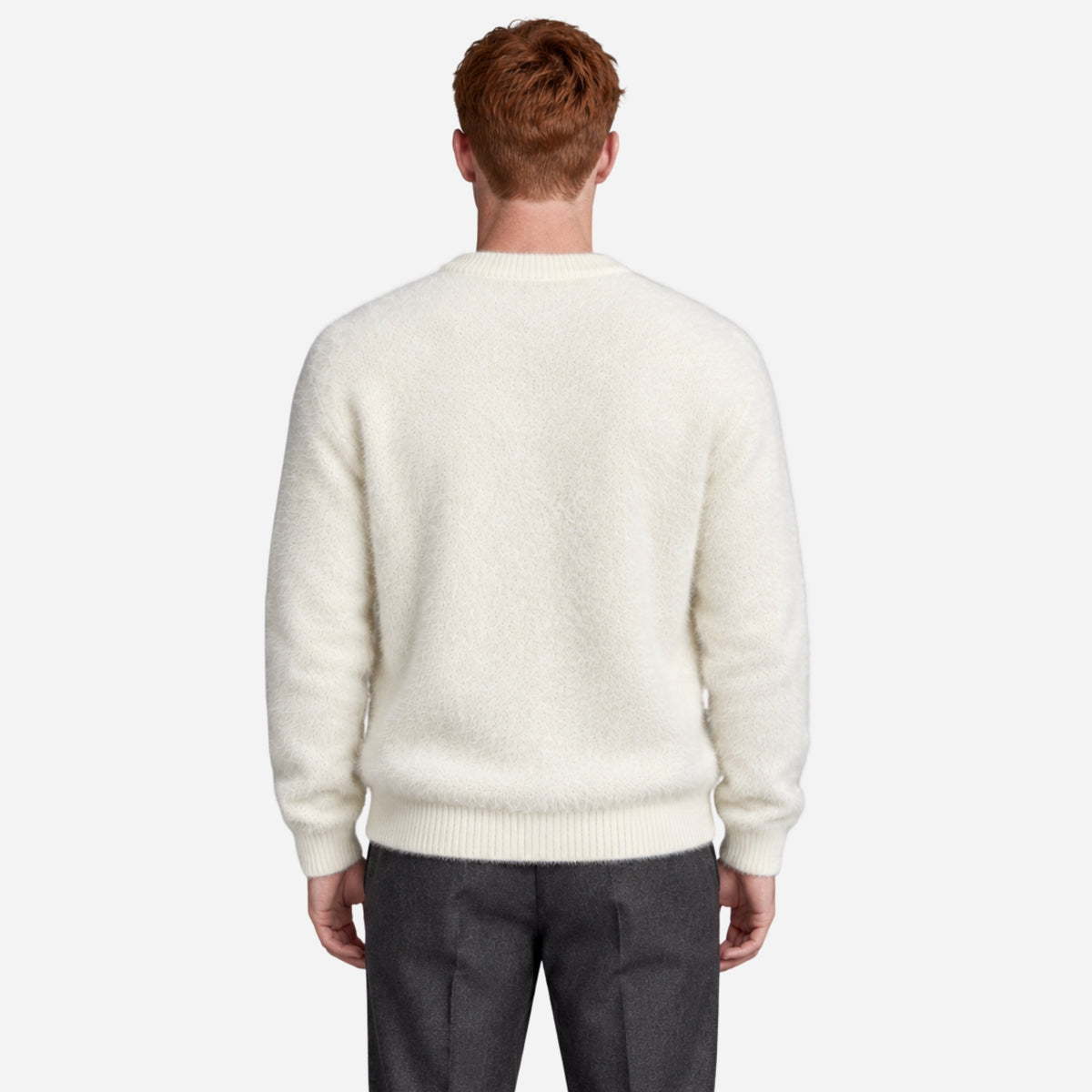 Men’s Fluffy Crew-Neck Textured Jumper-Fowsa