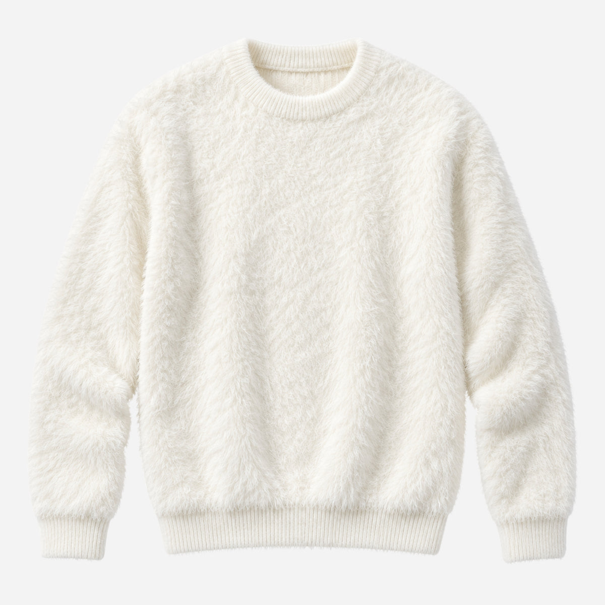 Men’s Fluffy Crew-Neck Textured Jumper-Fowsa