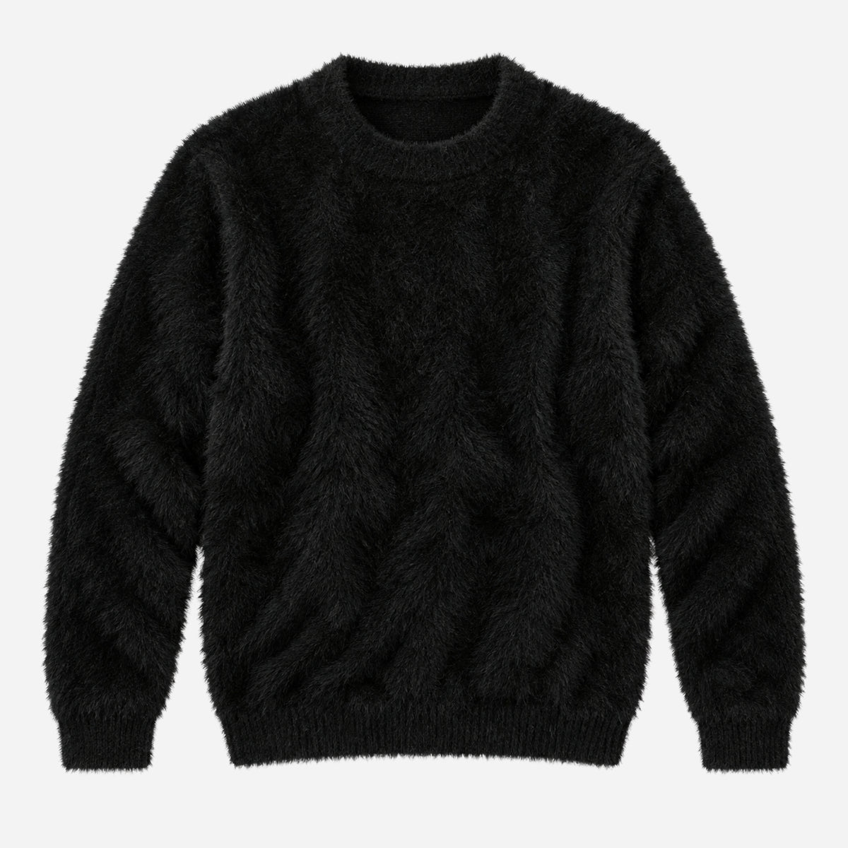Men’s Fluffy Crew-Neck Textured Jumper-Fowsa