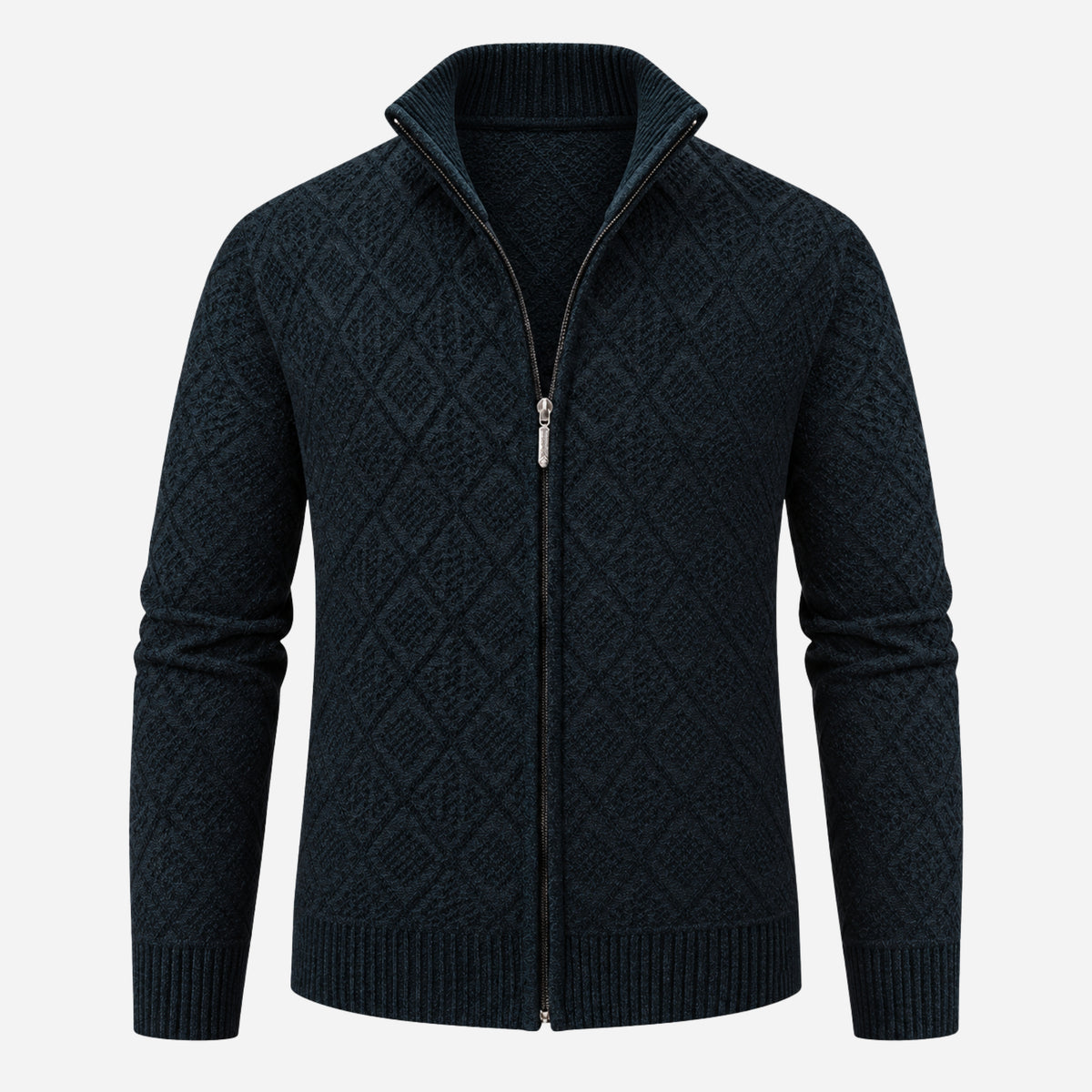 Men’s Geometric Full-Zip Stand-Collar Jumper-Fowsa