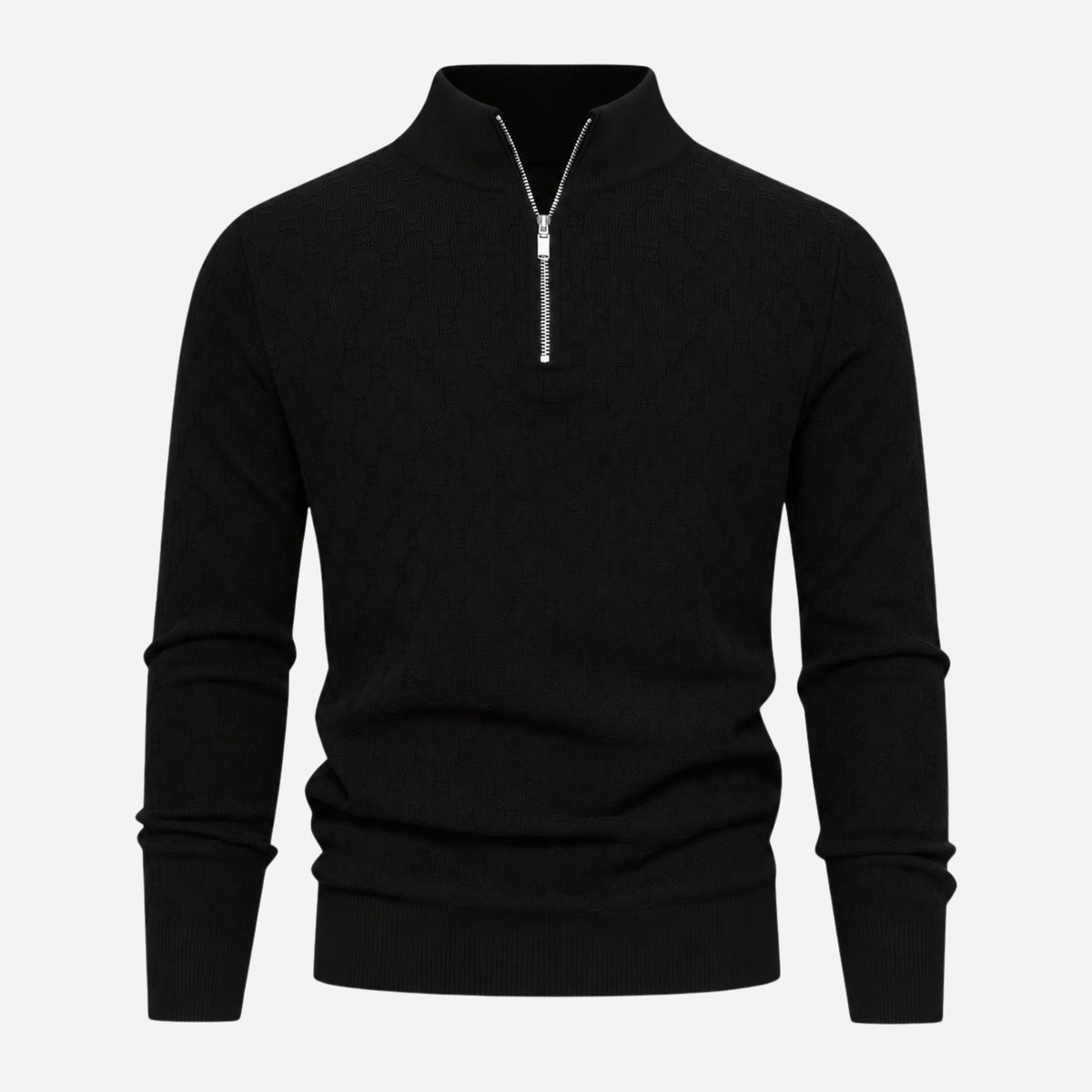 Men’s Geometric Quarter-Zip Knitted Jumper-Fowsa