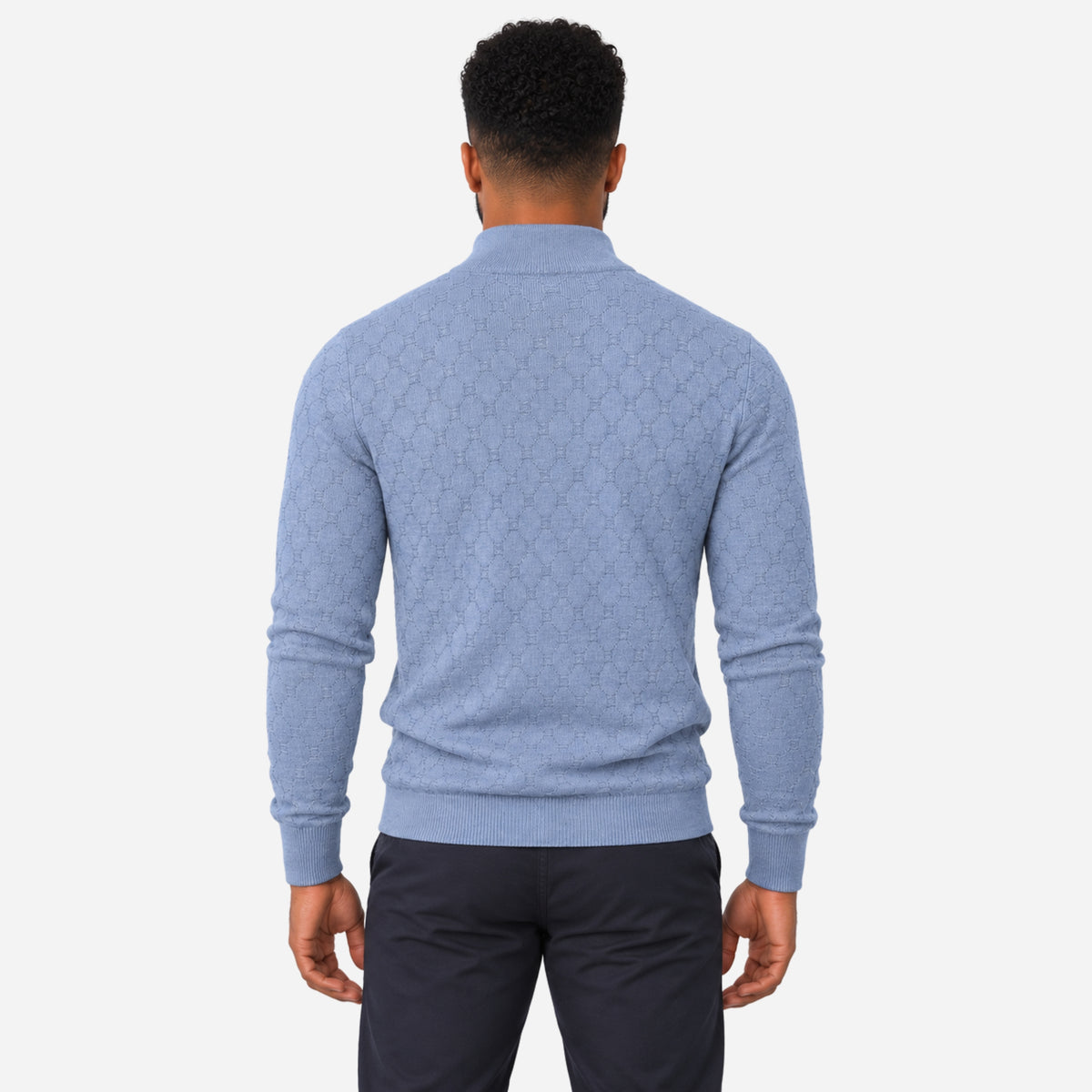 Men’s Geometric Quarter-Zip Knitted Jumper-Fowsa