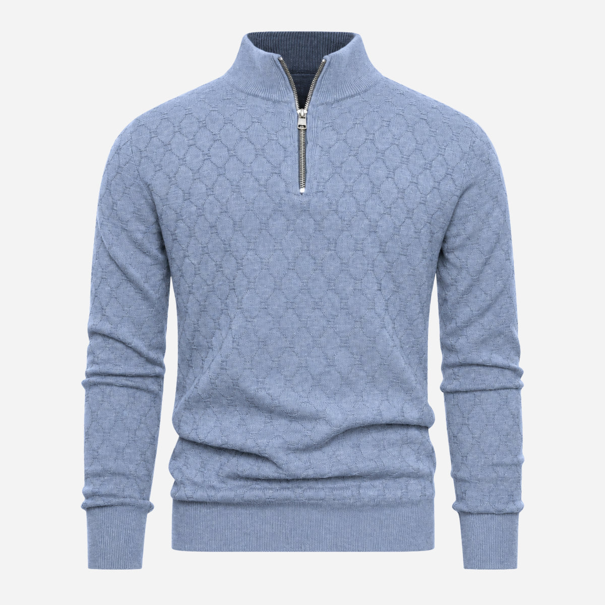 Men’s Geometric Quarter-Zip Knitted Jumper-Fowsa