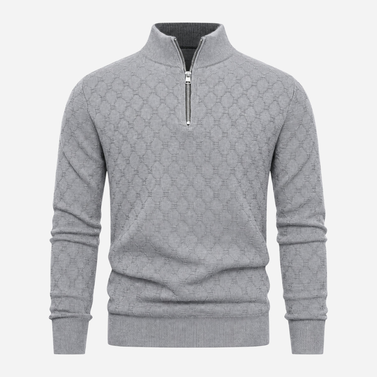 Men’s Geometric Quarter-Zip Knitted Jumper-Fowsa