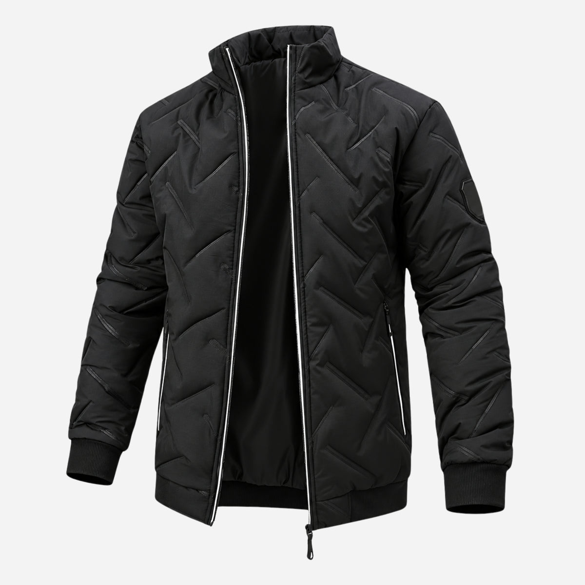 Men’s Geometric Quilted Zip Jacket-Fowsa