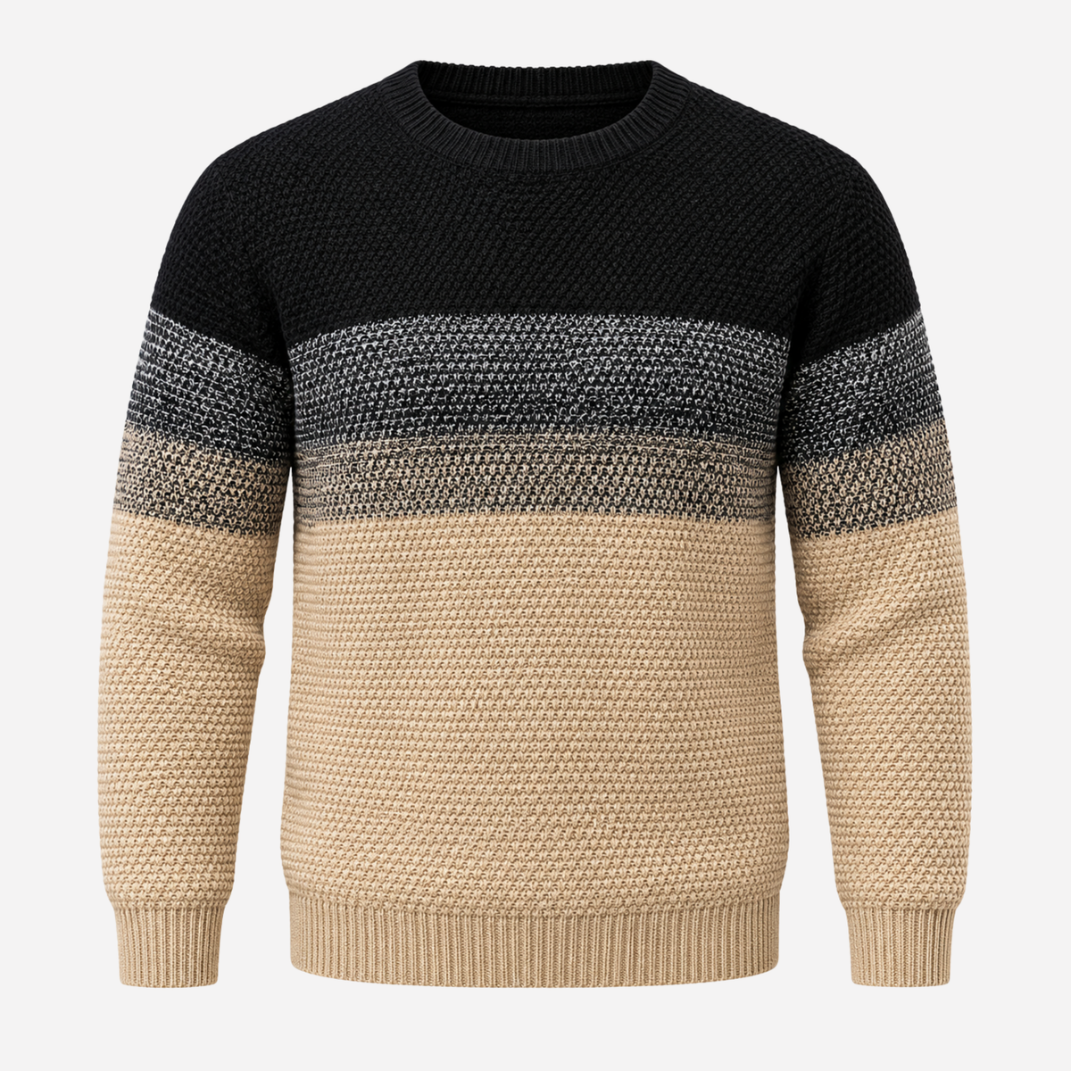 Men’s Gradient Colour-Block Crew-Neck Knit Jumper-Fowsa