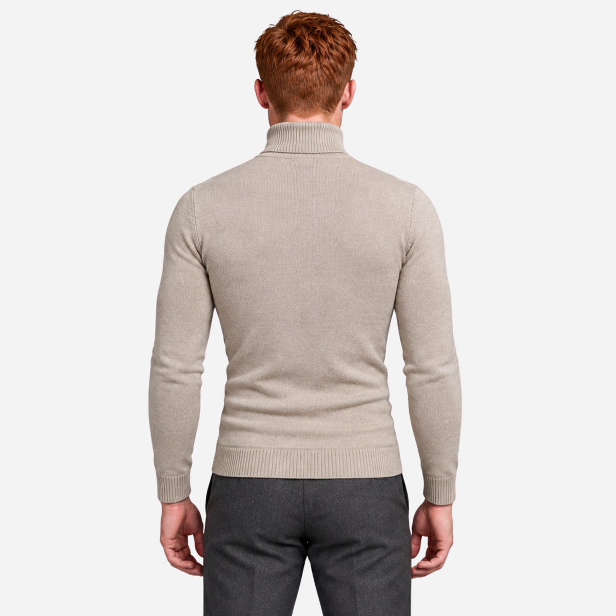 Men’s Grid Cable-Knit Turtleneck Jumper-Fowsa