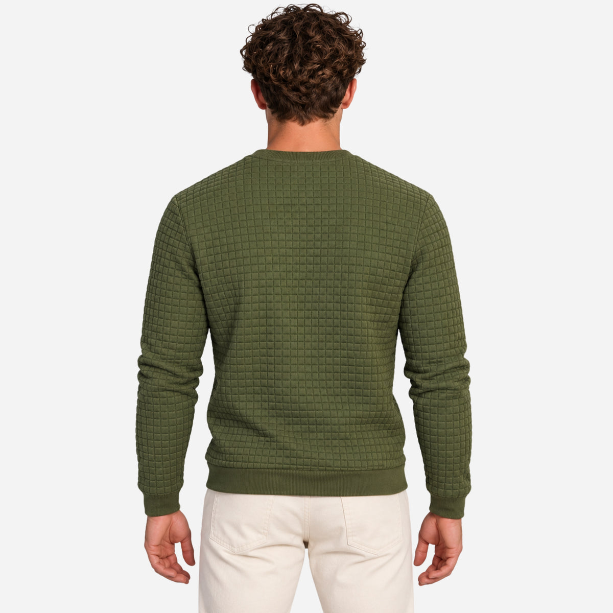 Men’s Grid-Textured Crew-Neck Jumper-Fowsa
