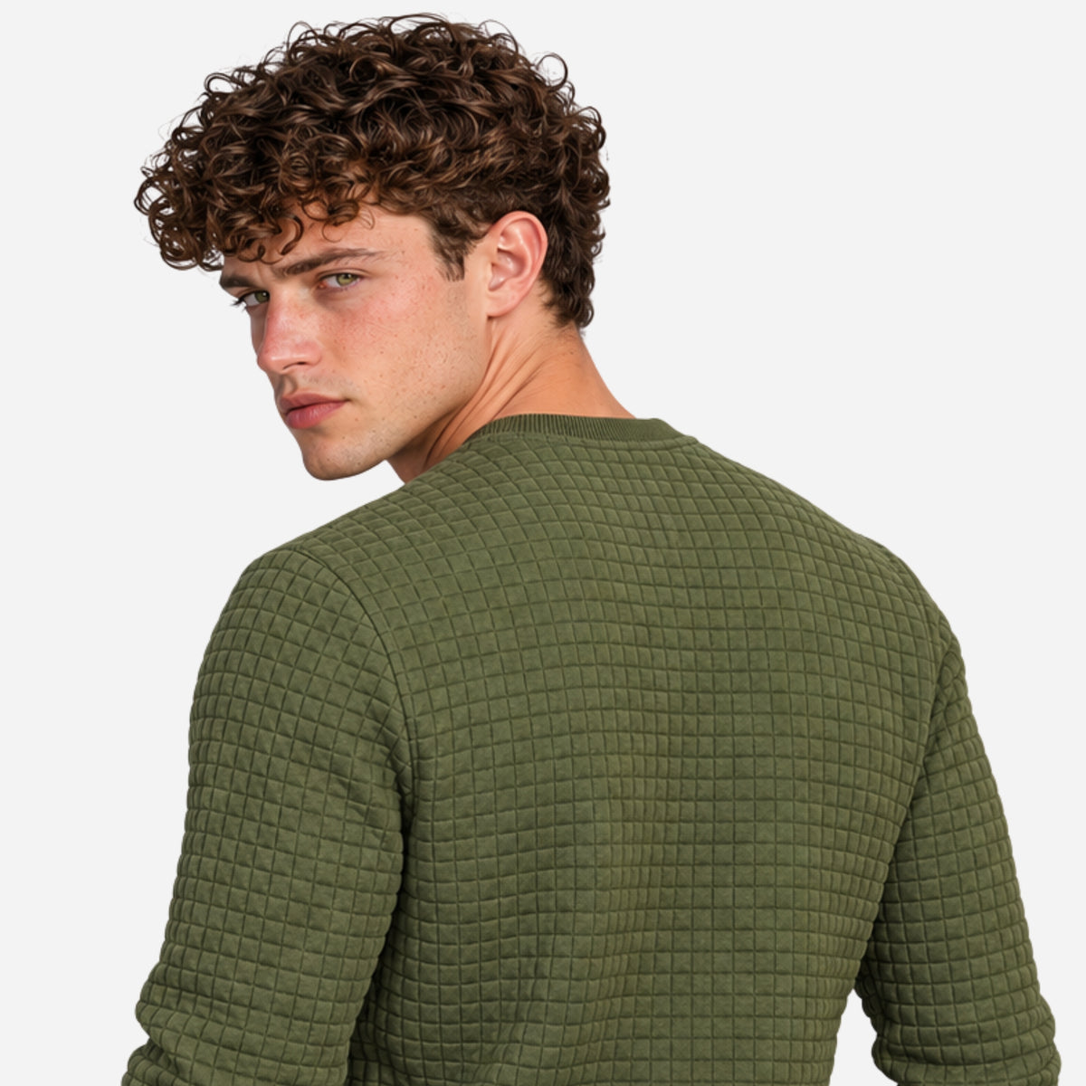 Men’s Grid-Textured Crew-Neck Jumper-Fowsa