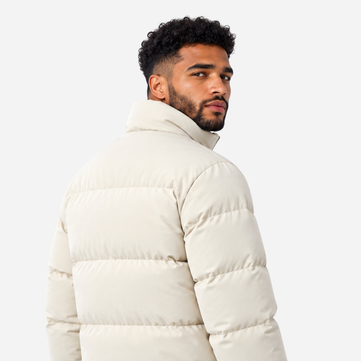 Men’s High-Collar Full-Zip Puffer Jacket-Fowsa