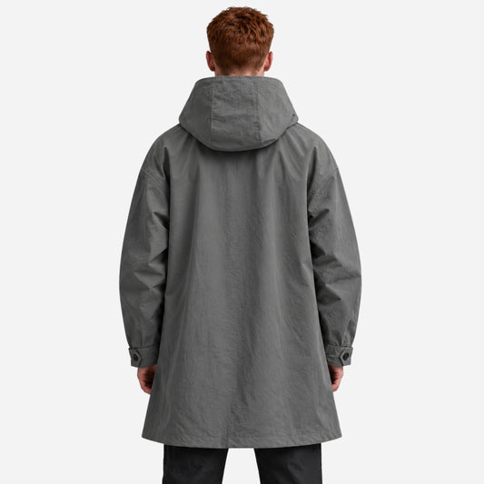 Men’s Hooded Button-Front Longline Utility Coat-Fowsa