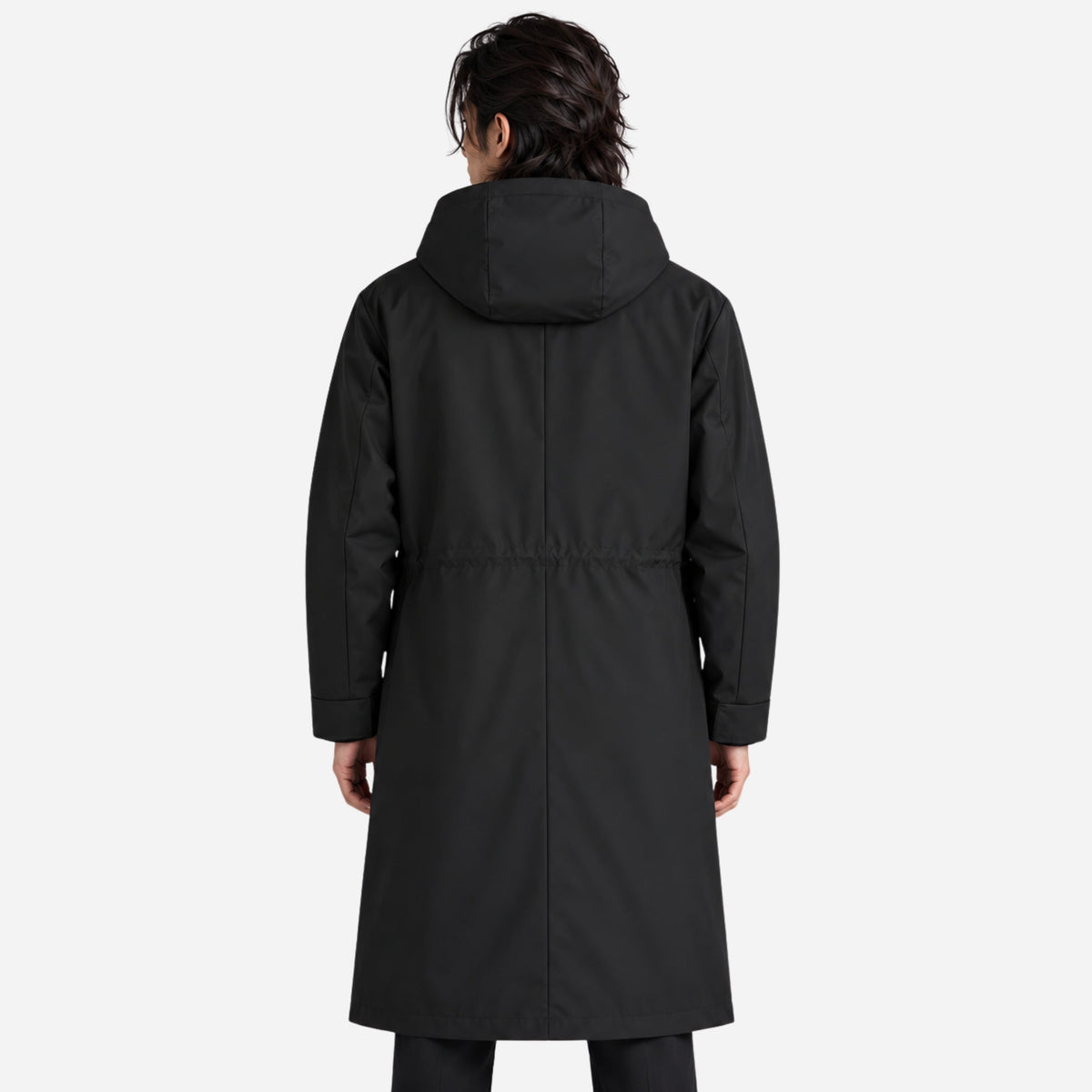 Men's Hooded Drawstring Long Casual Coat-Fowsa