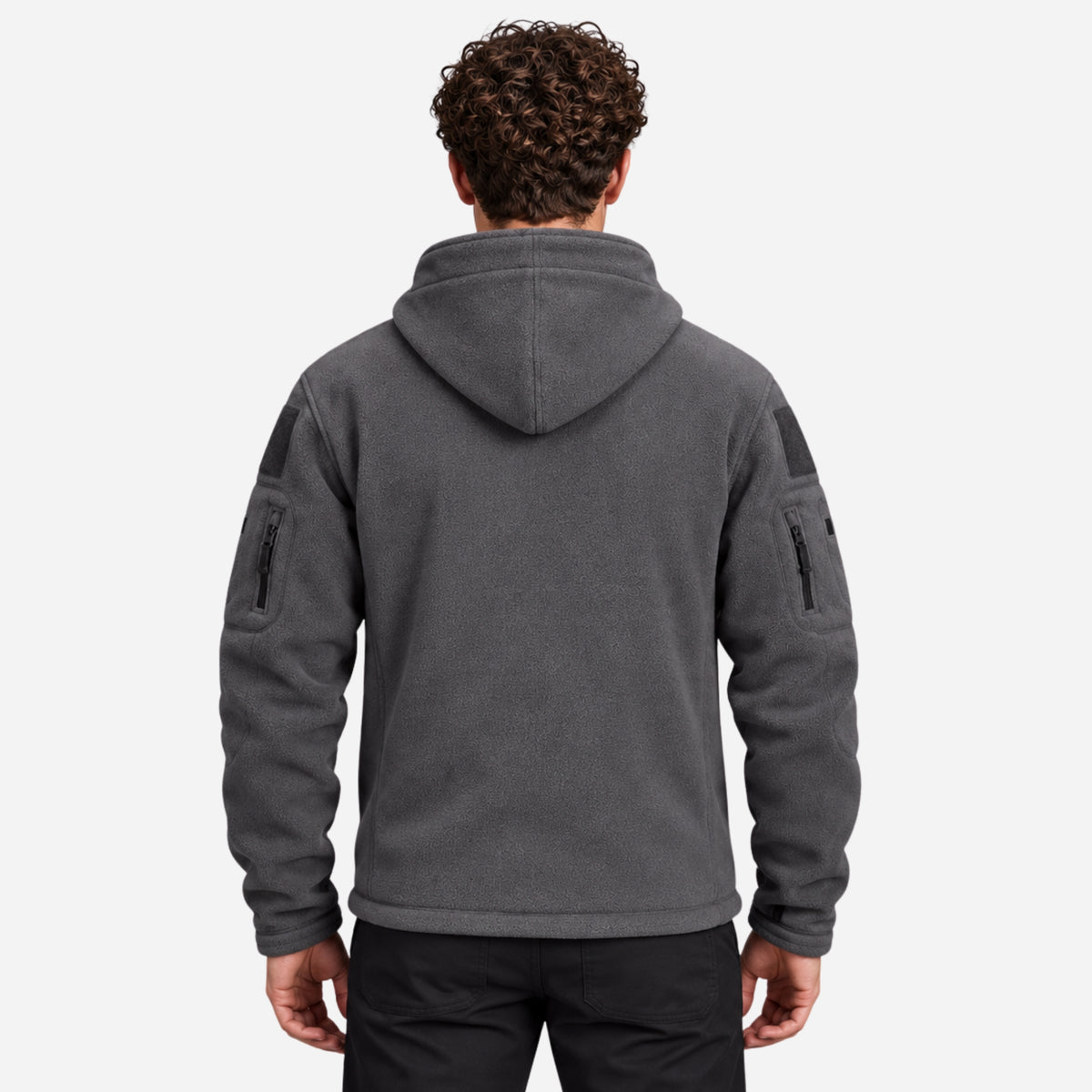 Men’s Hooded Multi-Pocket Fleece Jacket-Fowsa