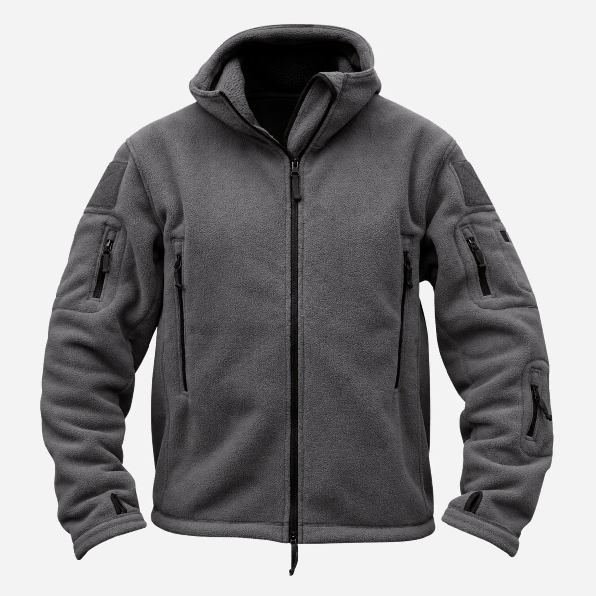 Men’s Hooded Multi-Pocket Fleece Jacket-Fowsa
