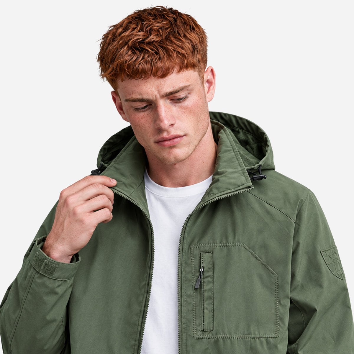 Men’s Hooded Multi-Pocket Full-Zip Outdoor Jacket-Fowsa