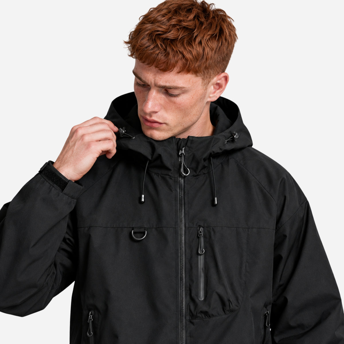 Men’s Hooded Multi-Pocket Waterproof Windbreaker Jacket-Fowsa