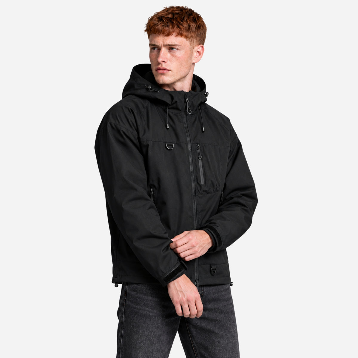 Men’s Hooded Multi-Pocket Waterproof Windbreaker Jacket-Fowsa
