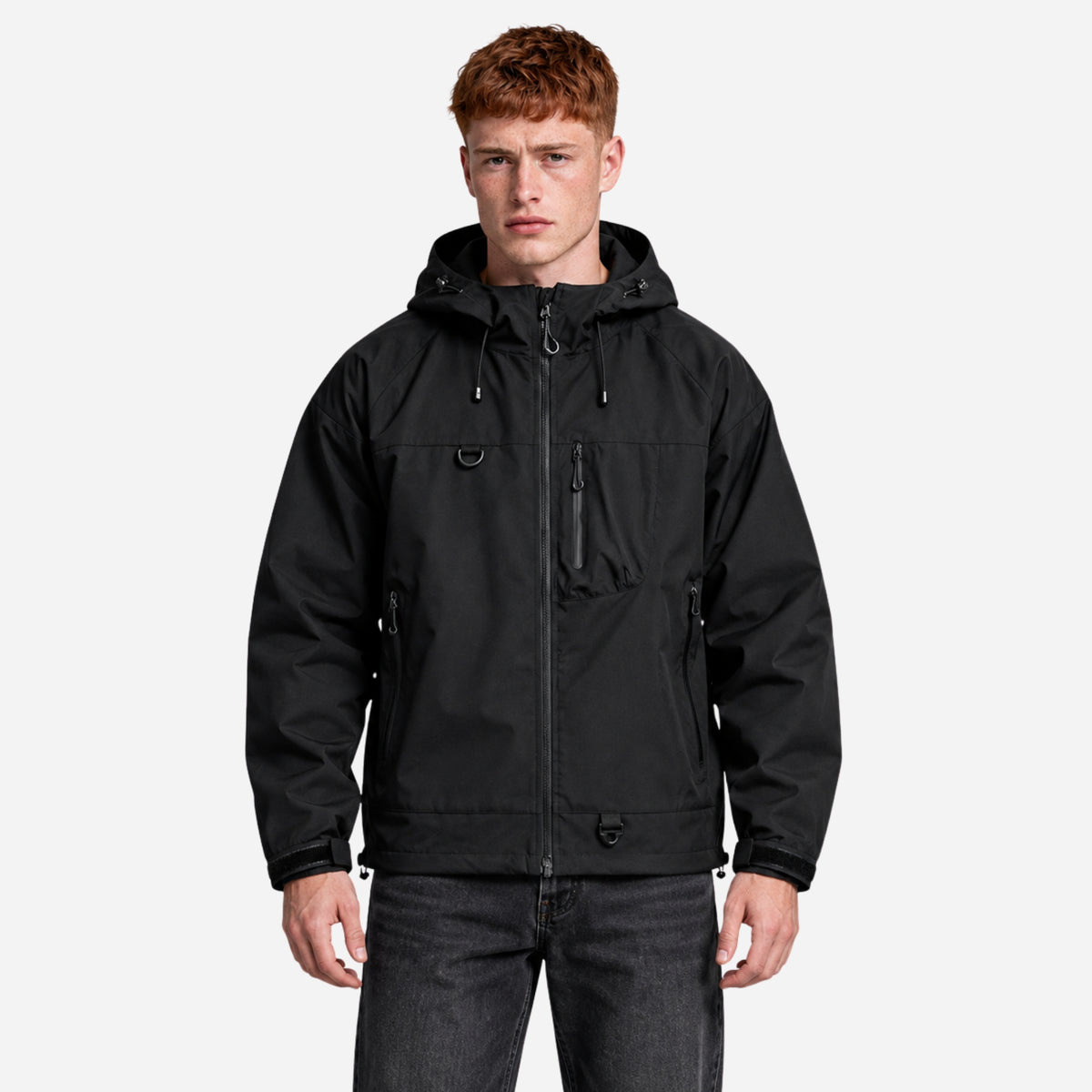 Men’s Hooded Multi-Pocket Waterproof Windbreaker Jacket-Fowsa
