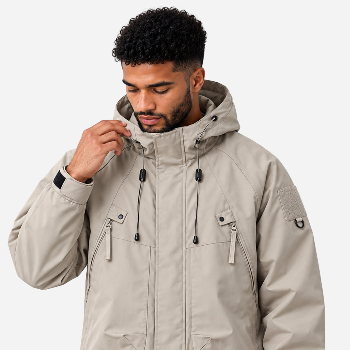 Men’s Hooded Multi-Pocket Windbreaker Jacket-Fowsa