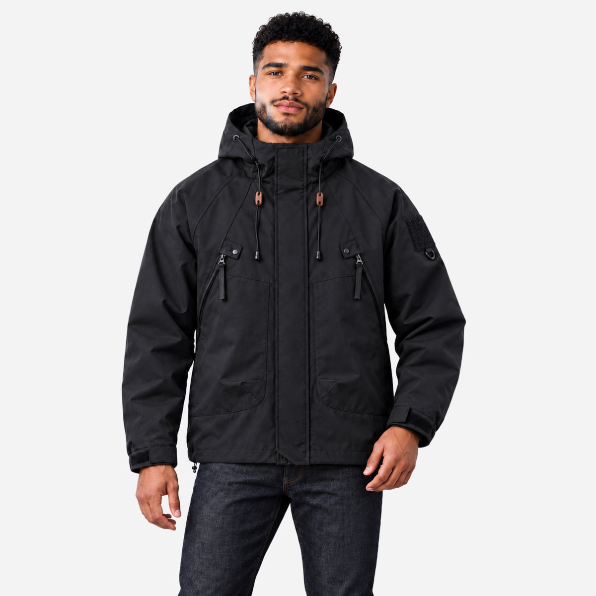 Men’s Hooded Multi-Pocket Windbreaker Jacket-Fowsa