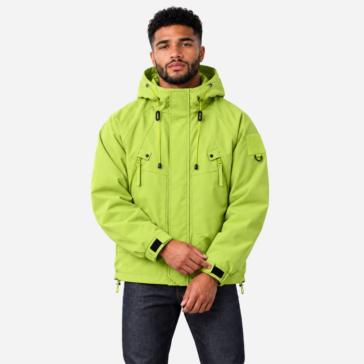 Men’s Hooded Multi-Pocket Windbreaker Jacket-Fowsa