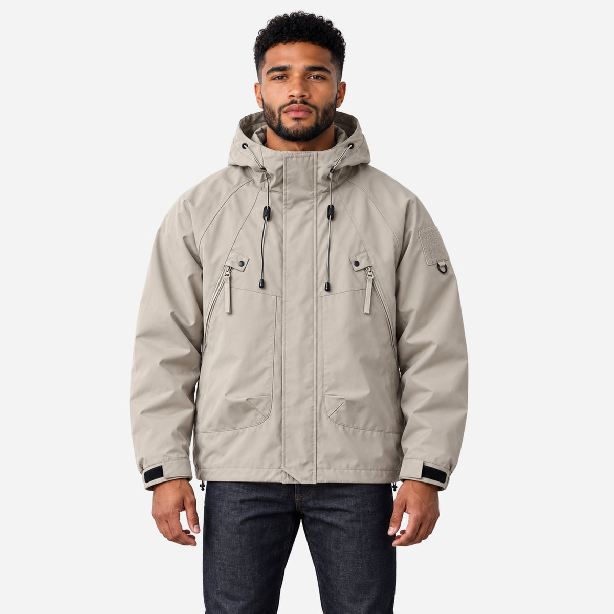 Men’s Hooded Multi-Pocket Windbreaker Jacket-Fowsa