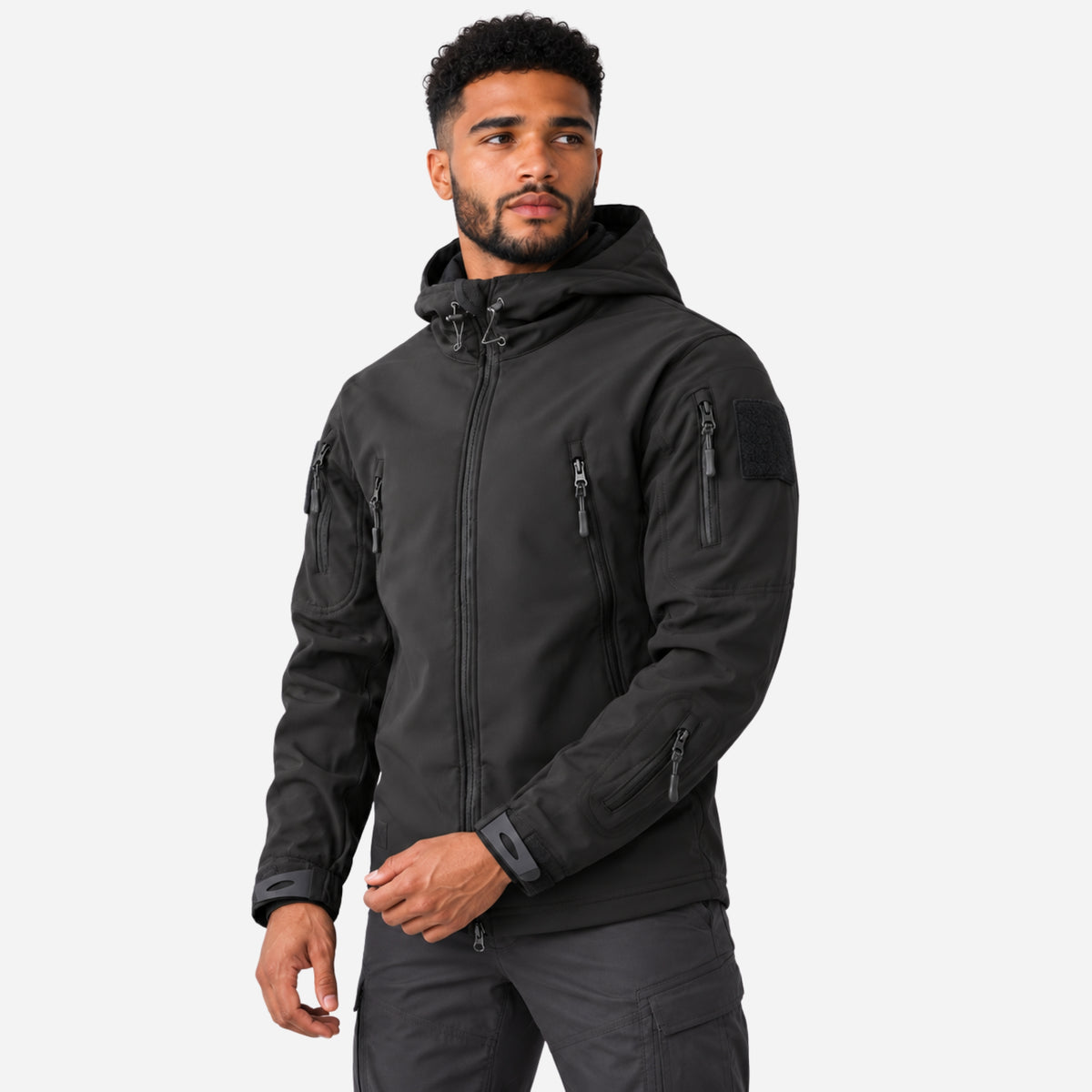 Men’s Hooded Multi-Zip Utility Outdoor Jacket-Fowsa