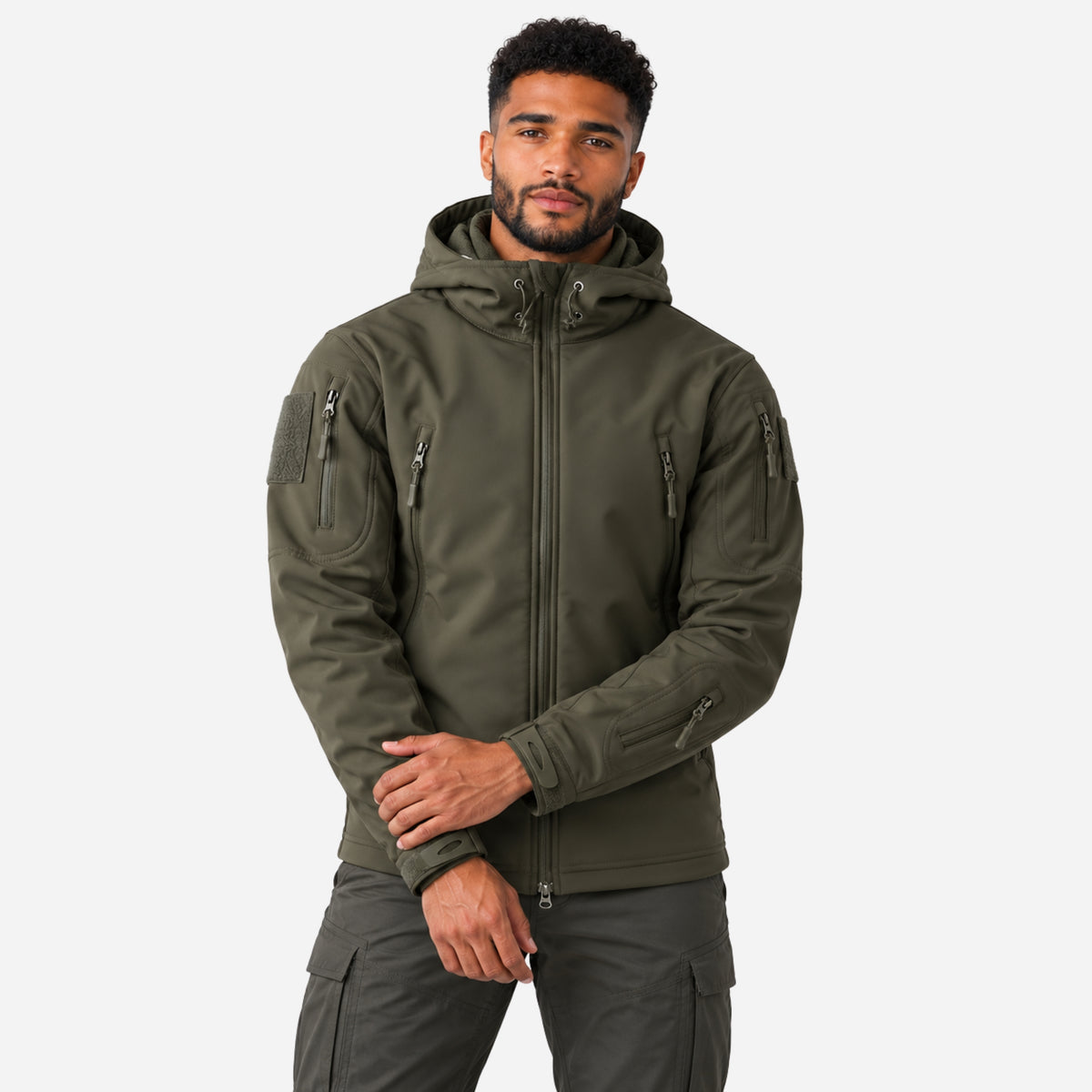 Men’s Hooded Multi-Zip Utility Outdoor Jacket-Fowsa