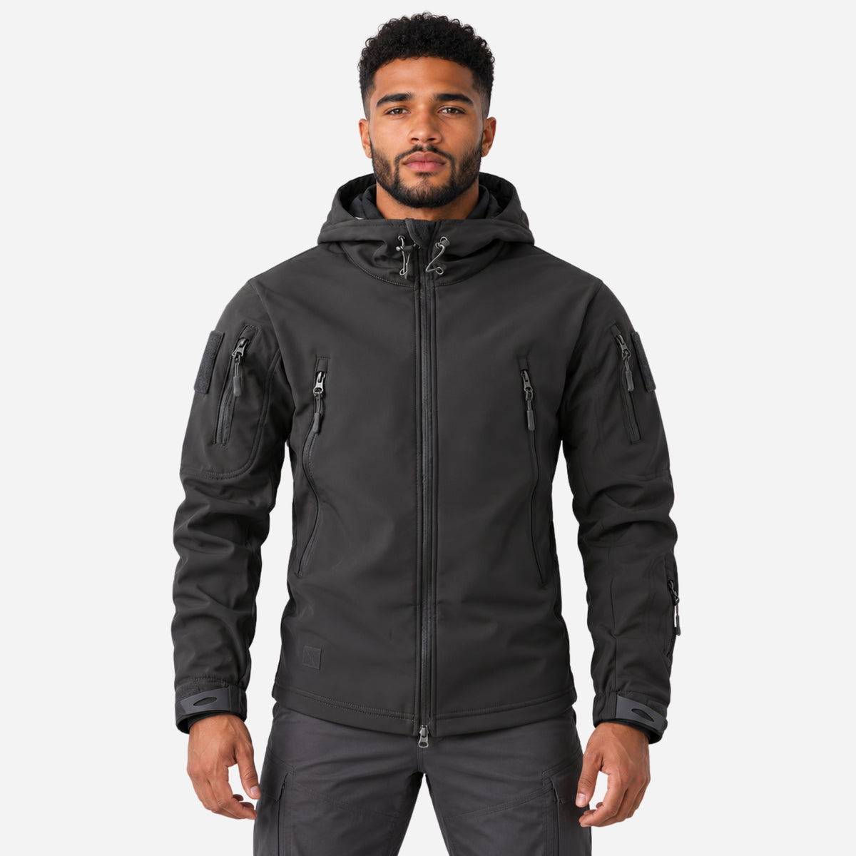 Men’s Hooded Multi-Zip Utility Outdoor Jacket-Fowsa