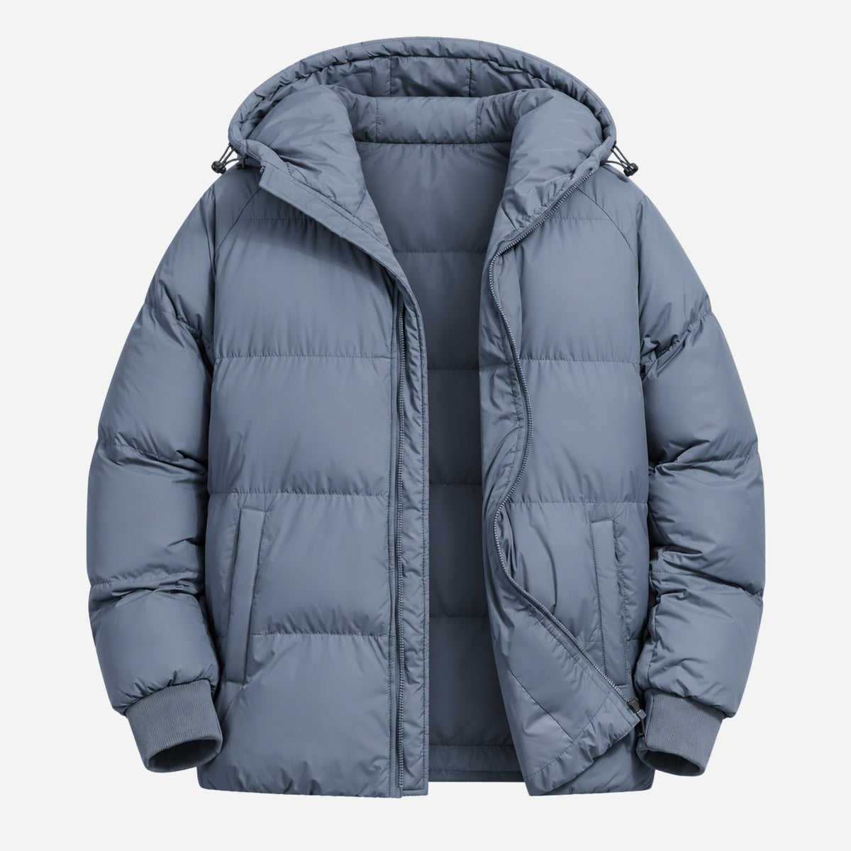 Men’s Hooded Ribbed-Cuff Puffer Jacket-Fowsa