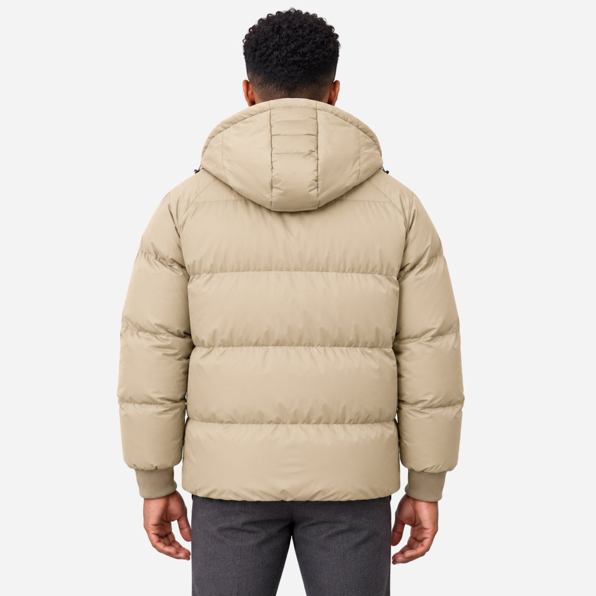 Men’s Hooded Ribbed-Cuff Puffer Jacket-Fowsa
