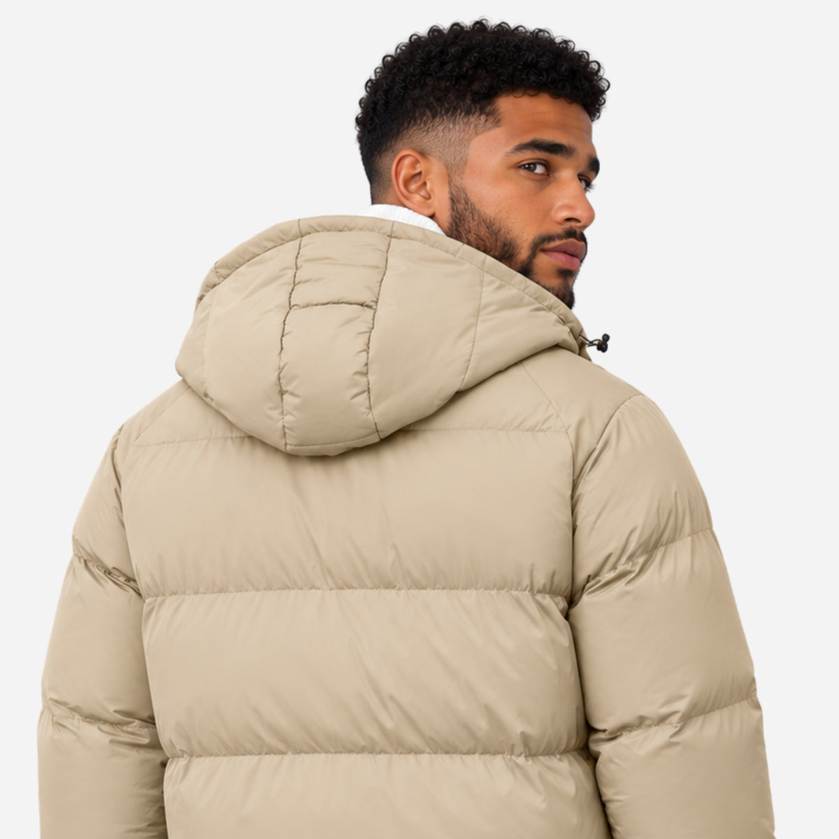 Men’s Hooded Ribbed-Cuff Puffer Jacket-Fowsa