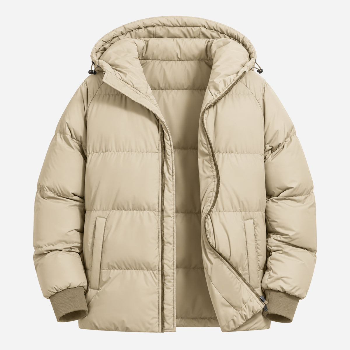 Men’s Hooded Ribbed-Cuff Puffer Jacket-Fowsa