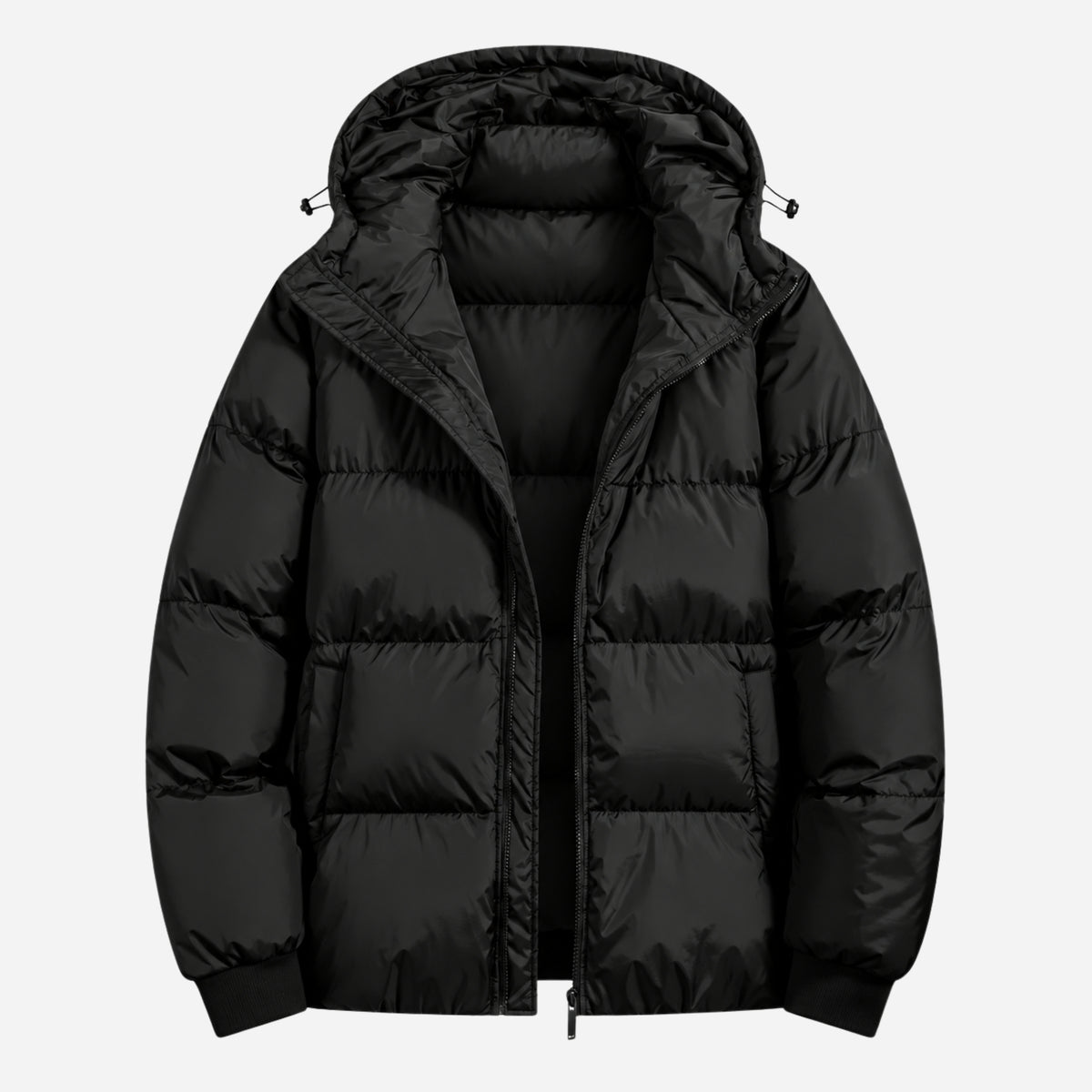 Men’s Hooded Ribbed-Cuff Puffer Jacket-Fowsa