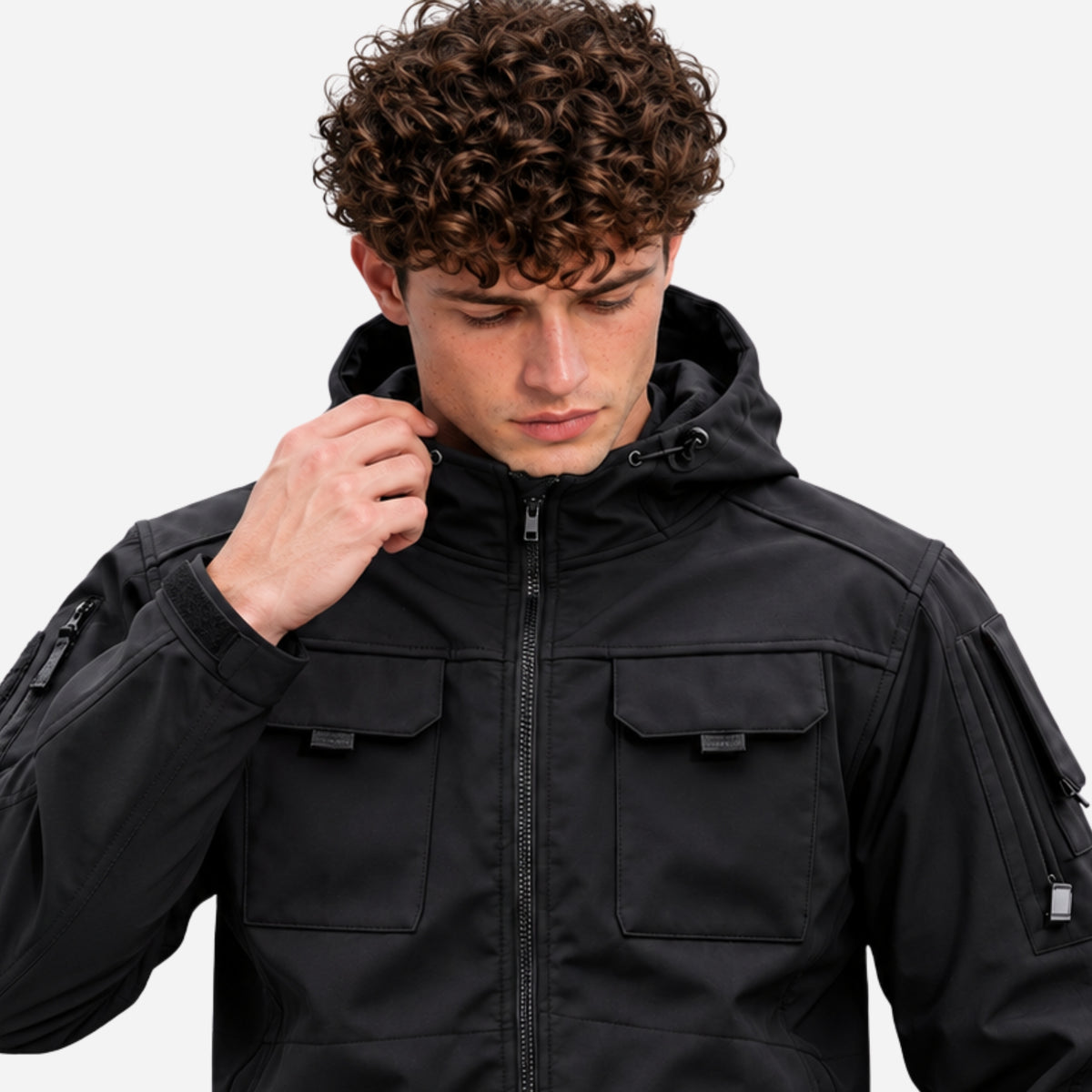 Men’s Hooded Sleeve-Pocket Utility Jacket-Fowsa