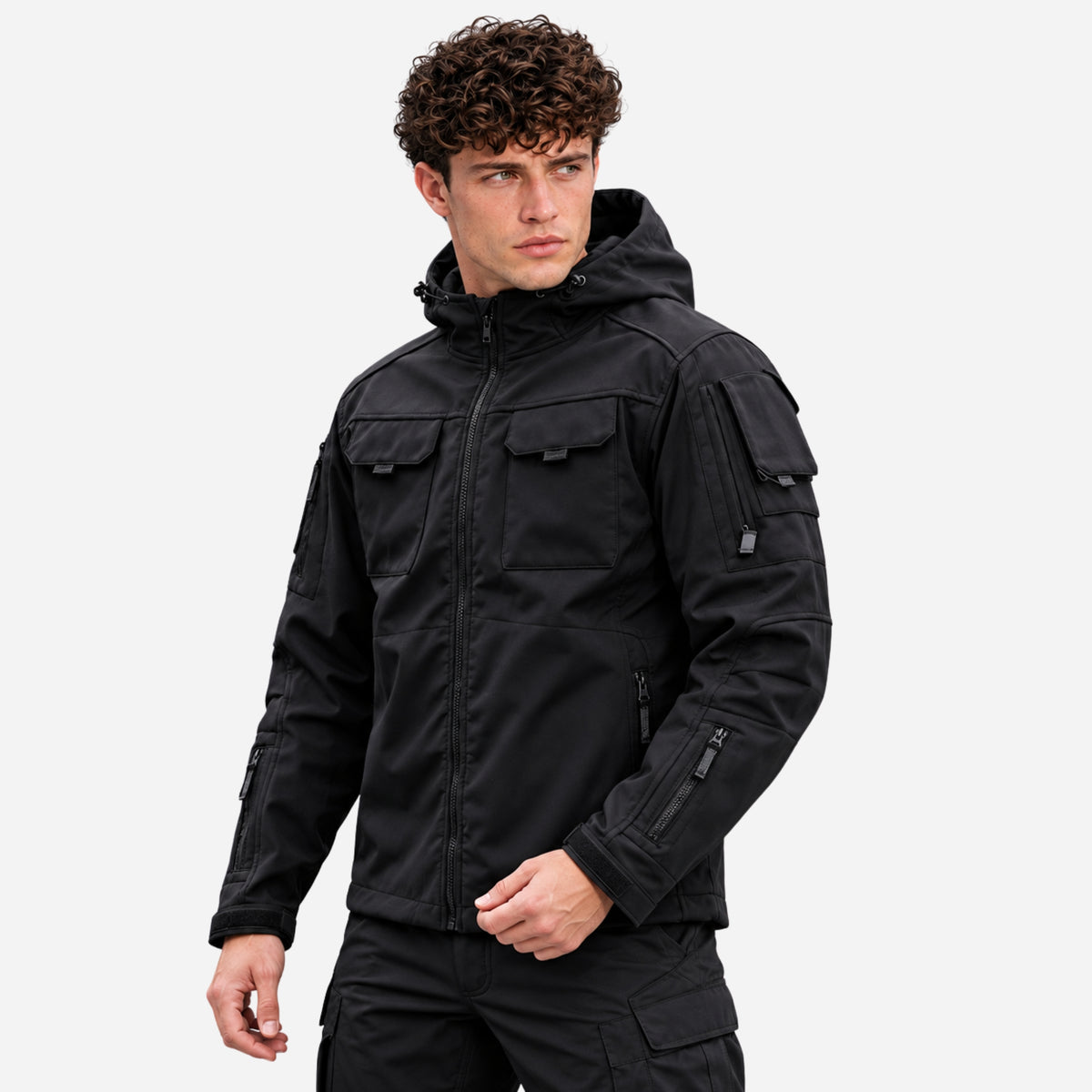 Men’s Hooded Sleeve-Pocket Utility Jacket-Fowsa