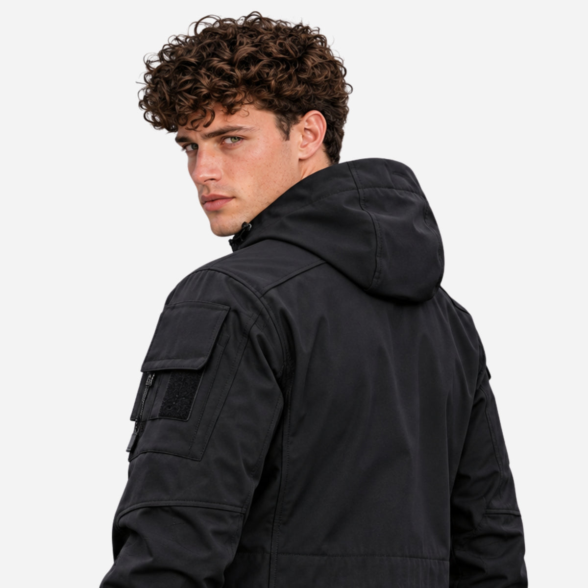 Men’s Hooded Sleeve-Pocket Utility Jacket-Fowsa