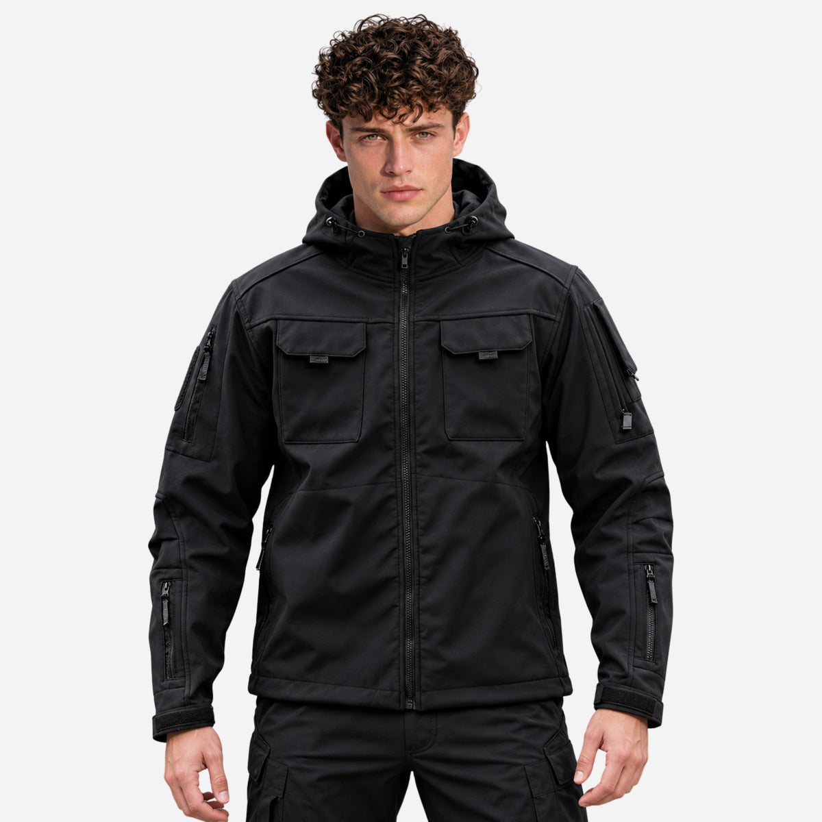 Men’s Hooded Sleeve-Pocket Utility Jacket-Fowsa