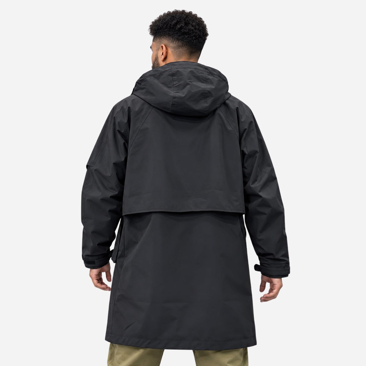 Men's Hooded Utility Mid-Length Windbreaker Coat-Fowsa