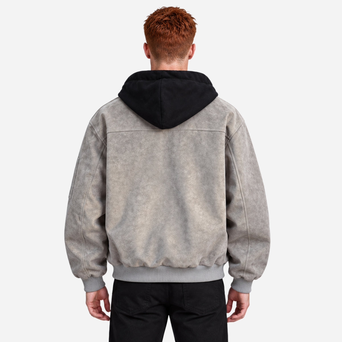 Men’s Hooded Zip-Front Utility Bomber Jacket-Fowsa
