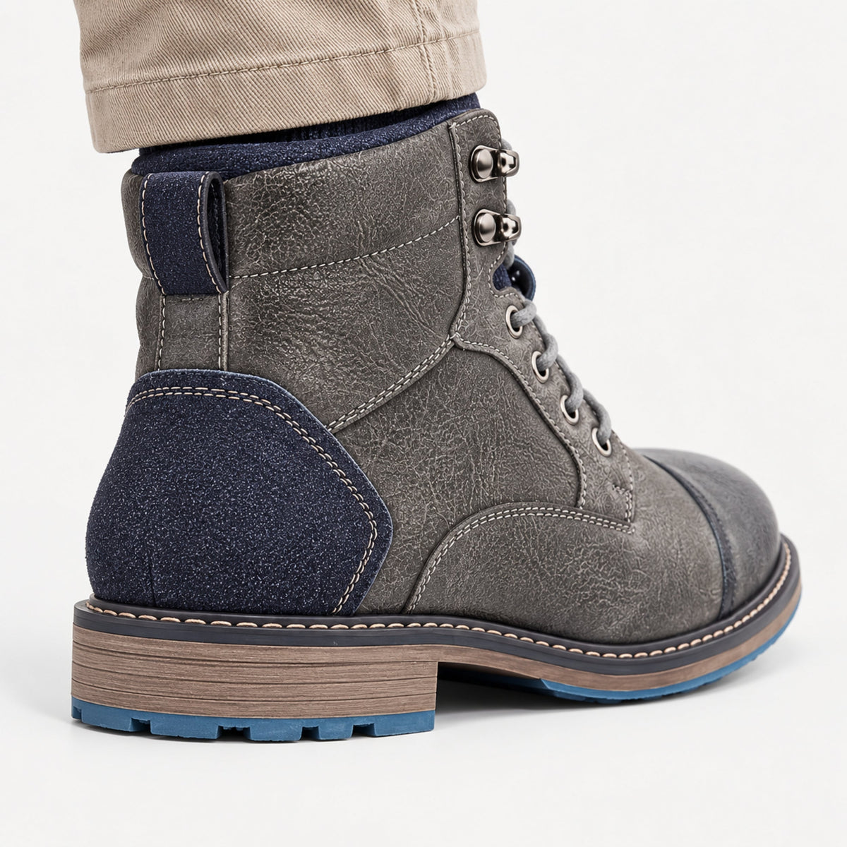 Men's Lace-Up Side-Zip Ankle Boots-Fowsa