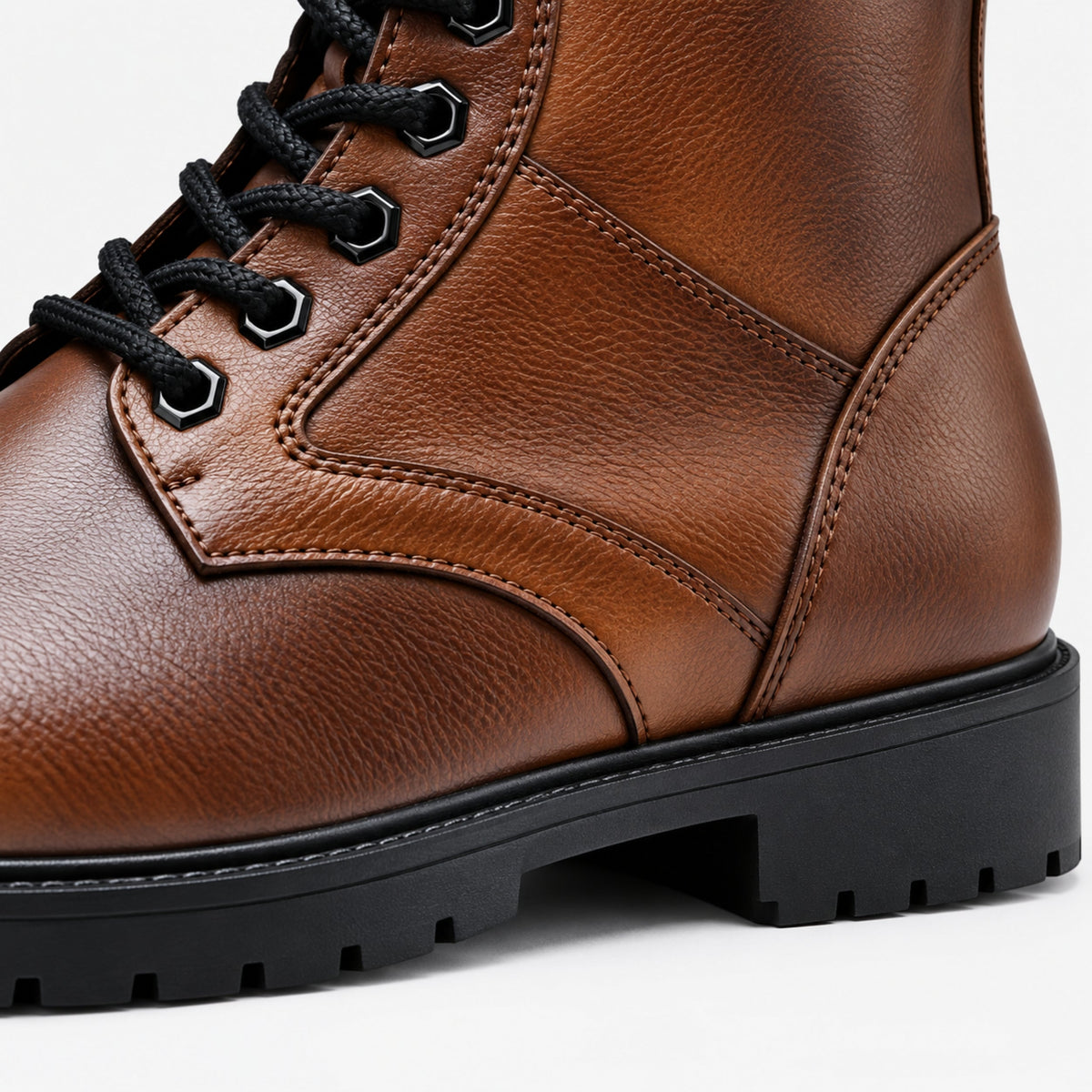 Men's Lace-Up Side-Zip Combat Boots-Fowsa