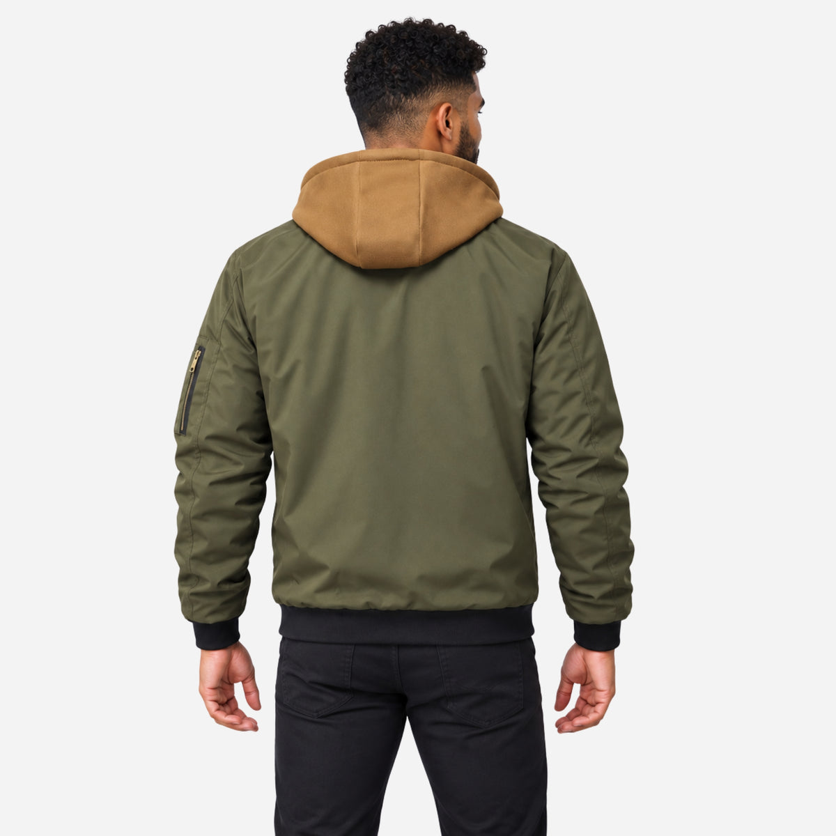 Men’s Layered Hooded Quilted Bomber Jacket-Fowsa
