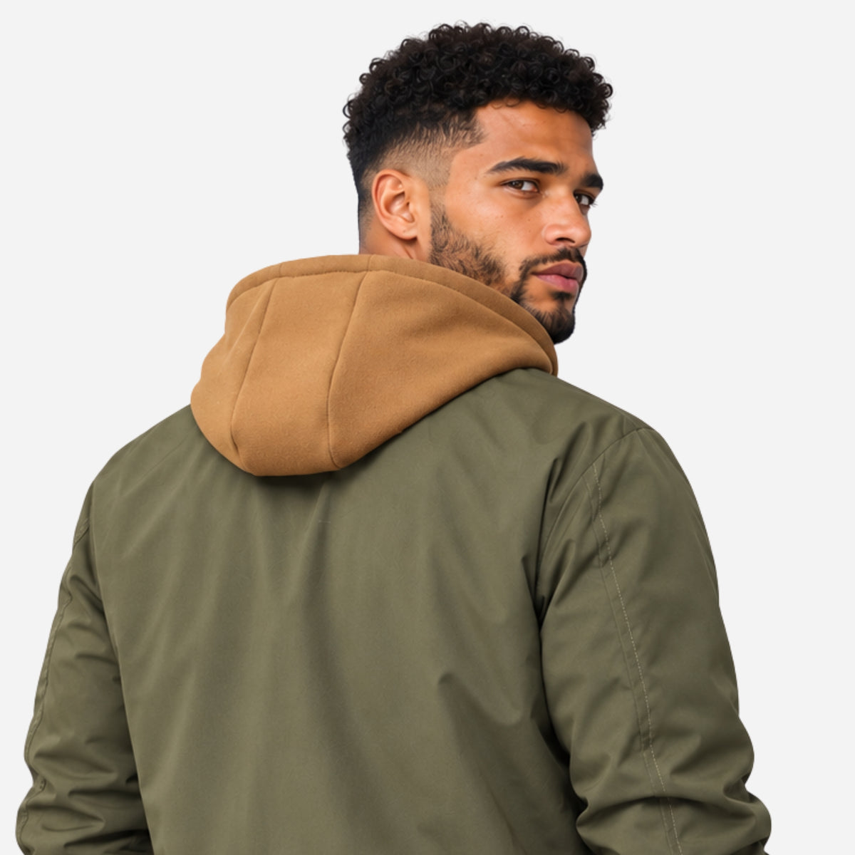 Men’s Layered Hooded Quilted Bomber Jacket-Fowsa