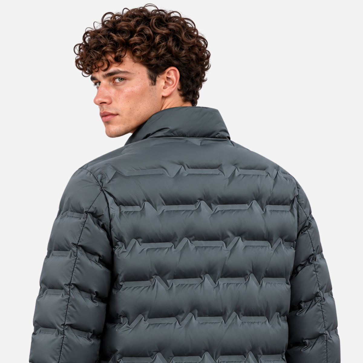 Men’s Metallic-Lined Stand-Collar Puffer Jacket-Fowsa