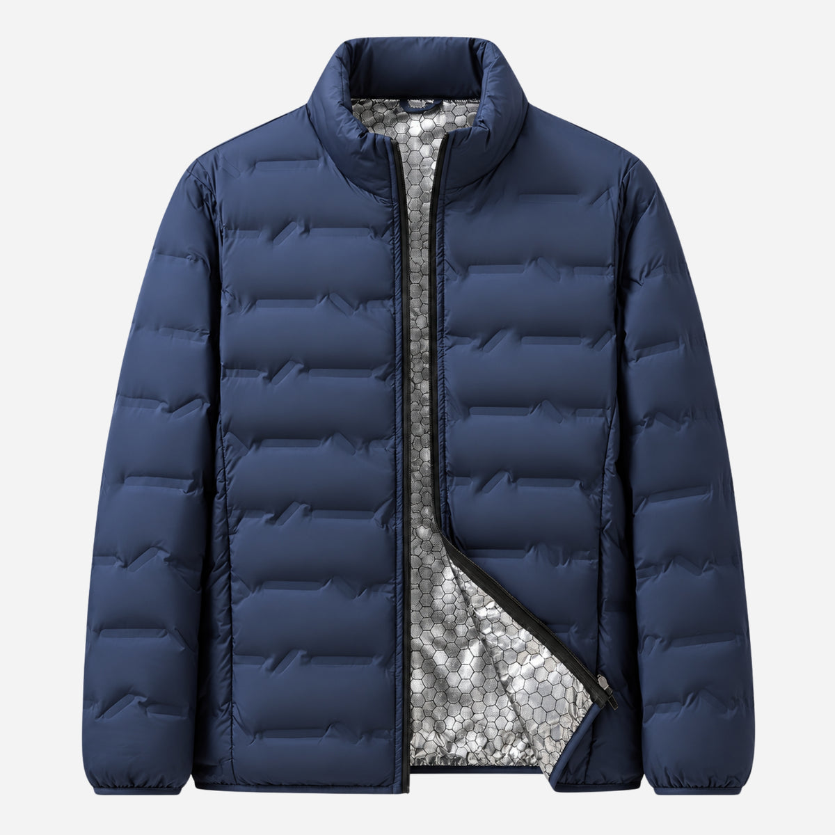 Men’s Metallic-Lined Stand-Collar Puffer Jacket-Fowsa