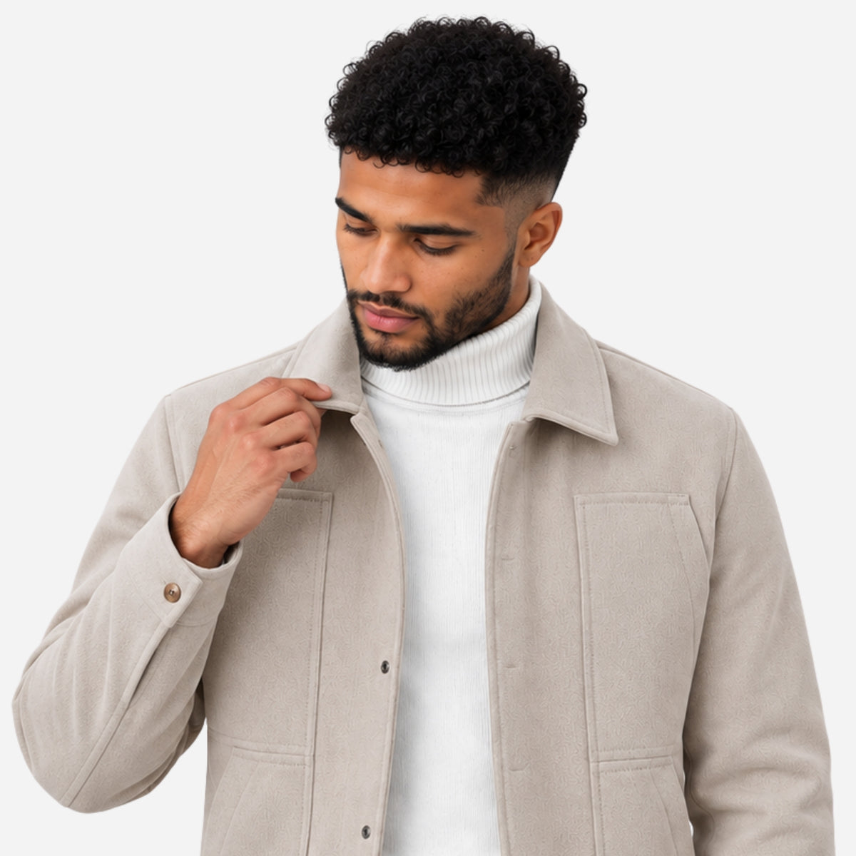 Men’s Panelled Multi-Pocket Collared Jacket-Fowsa