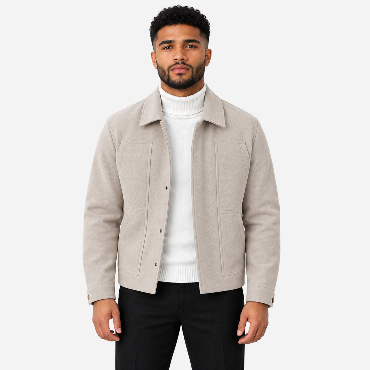 Men’s Panelled Multi-Pocket Collared Jacket-Fowsa